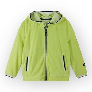 Reima Keitaalla Full Zip Hoodie in Citrus Green Terrycloth Unisex Kids SZ 8 NWT